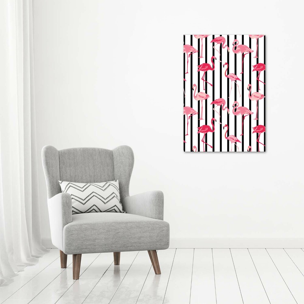 Large canvas wall art Flamingos and stripes