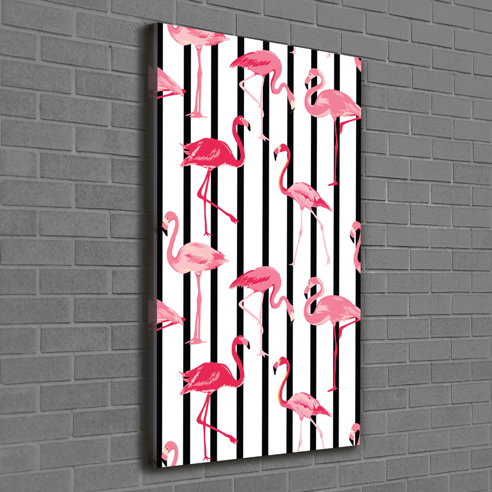 Large canvas wall art Flamingos and stripes