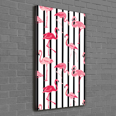 Large canvas wall art Flamingos and stripes