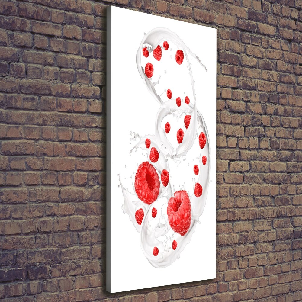 Large canvas wall art Milk and raspberries