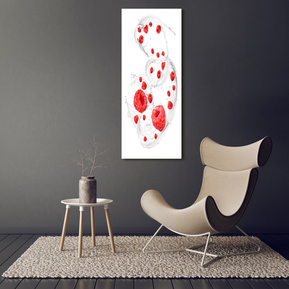 Large canvas wall art Milk and raspberries