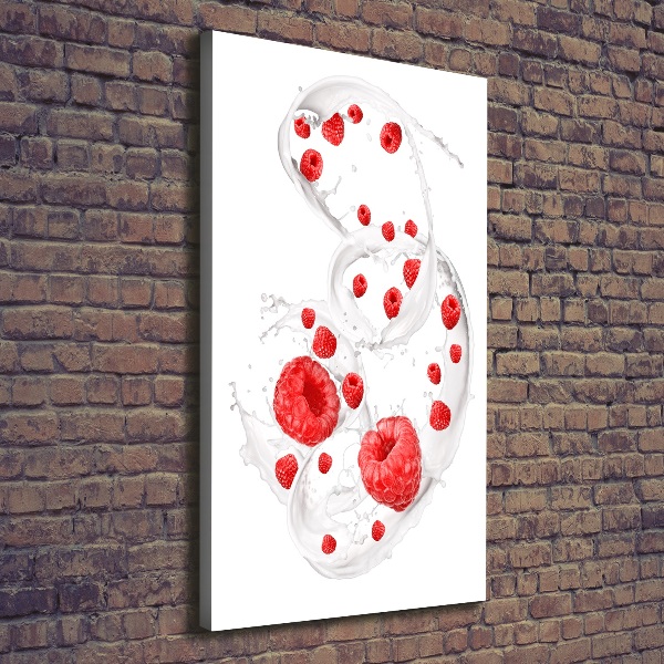 Large canvas wall art Milk and raspberries