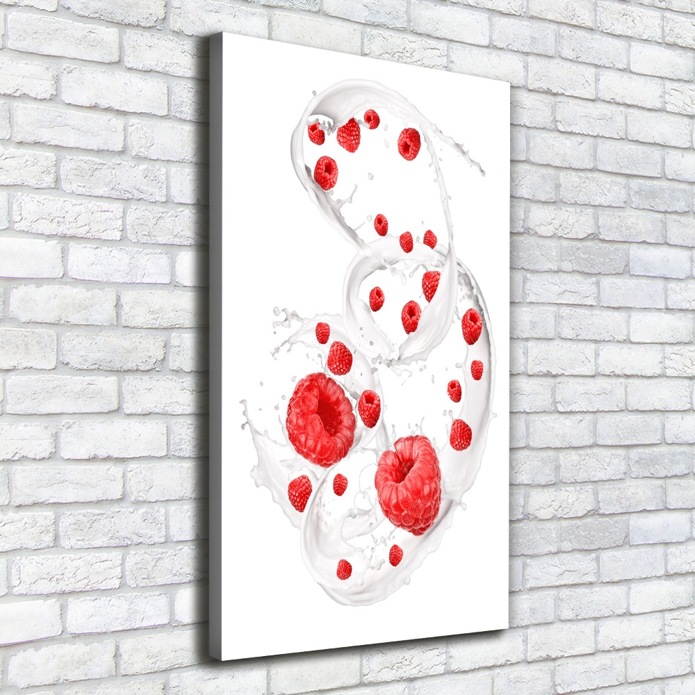 Large canvas wall art Milk and raspberries