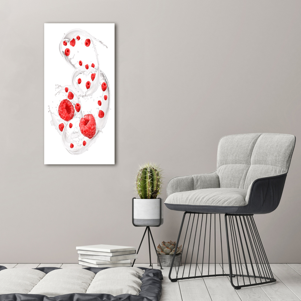 Large canvas wall art Milk and raspberries