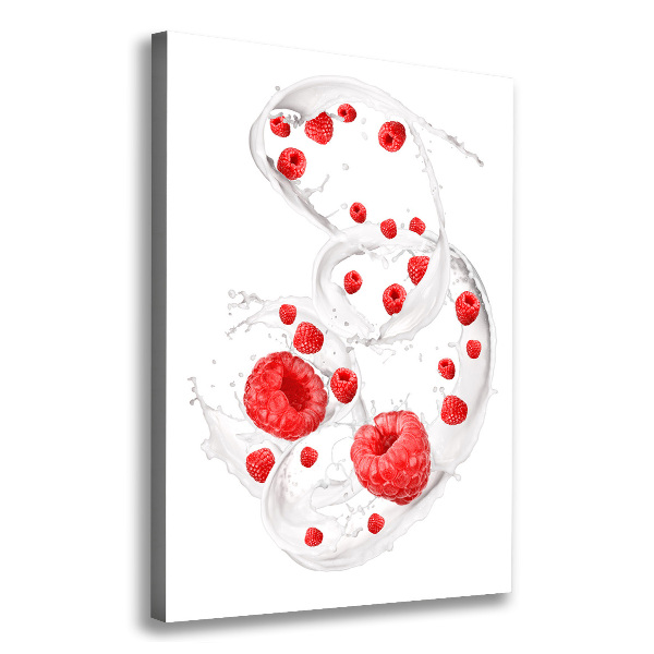 Large canvas wall art Milk and raspberries