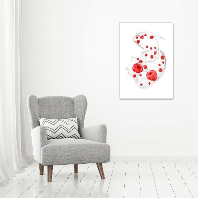 Large canvas wall art Milk and raspberries