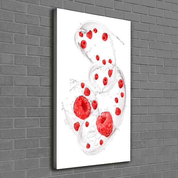 Large canvas wall art Milk and raspberries