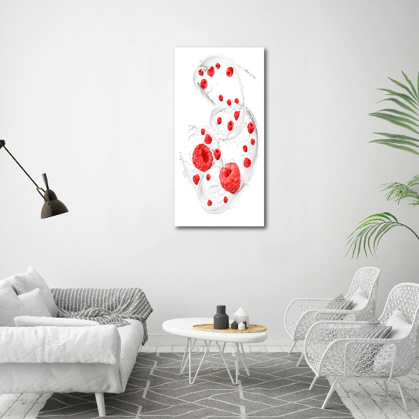 Large canvas wall art Milk and raspberries