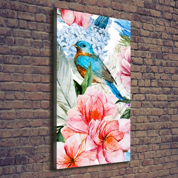 Wall art canvas large Flowers and birds