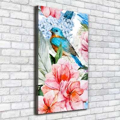 Wall art canvas large Flowers and birds