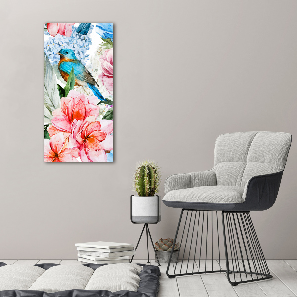 Wall art canvas large Flowers and birds