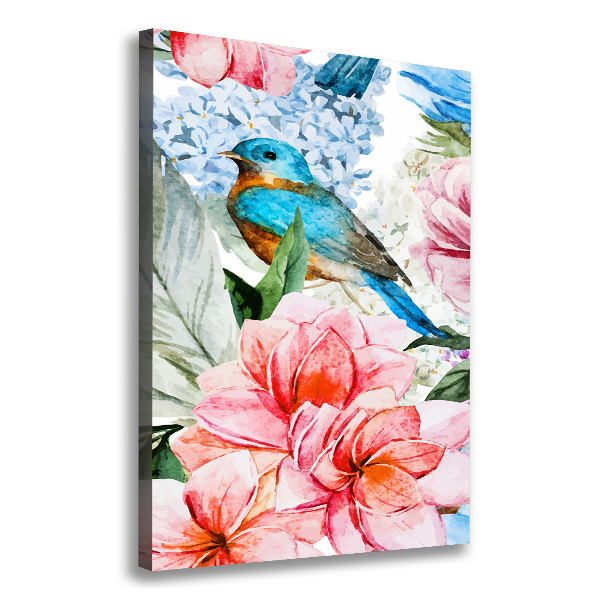 Wall art canvas large Flowers and birds