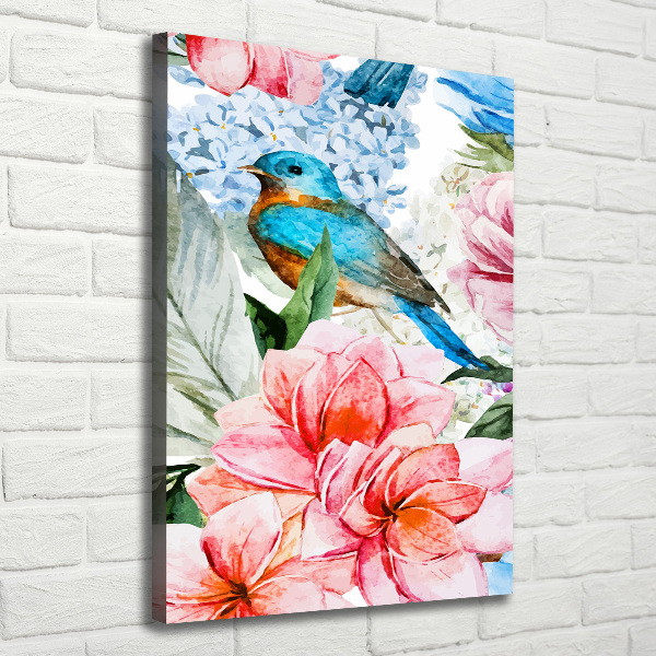 Wall art canvas large Flowers and birds