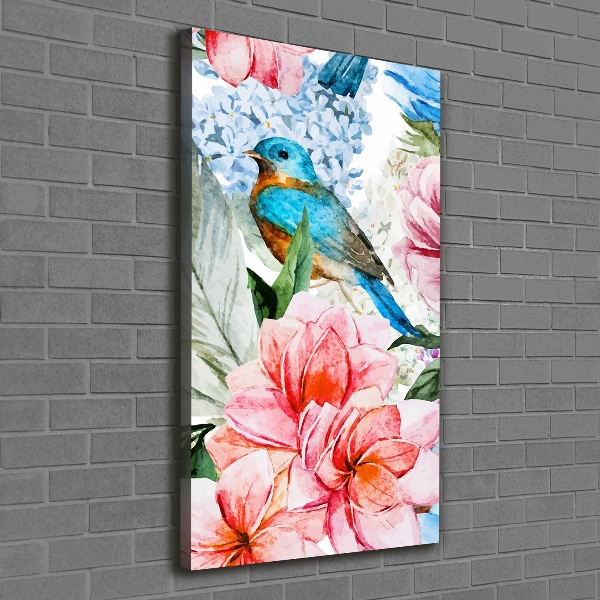 Wall art canvas large Flowers and birds