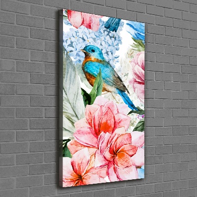 Wall art canvas large Flowers and birds