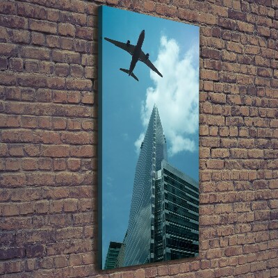 Large canvas wall art Aircraft over the city