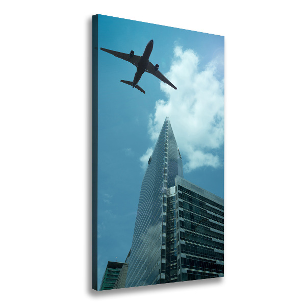 Large canvas wall art Aircraft over the city