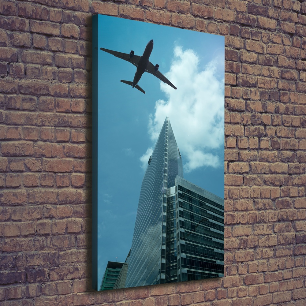 Large canvas wall art Aircraft over the city