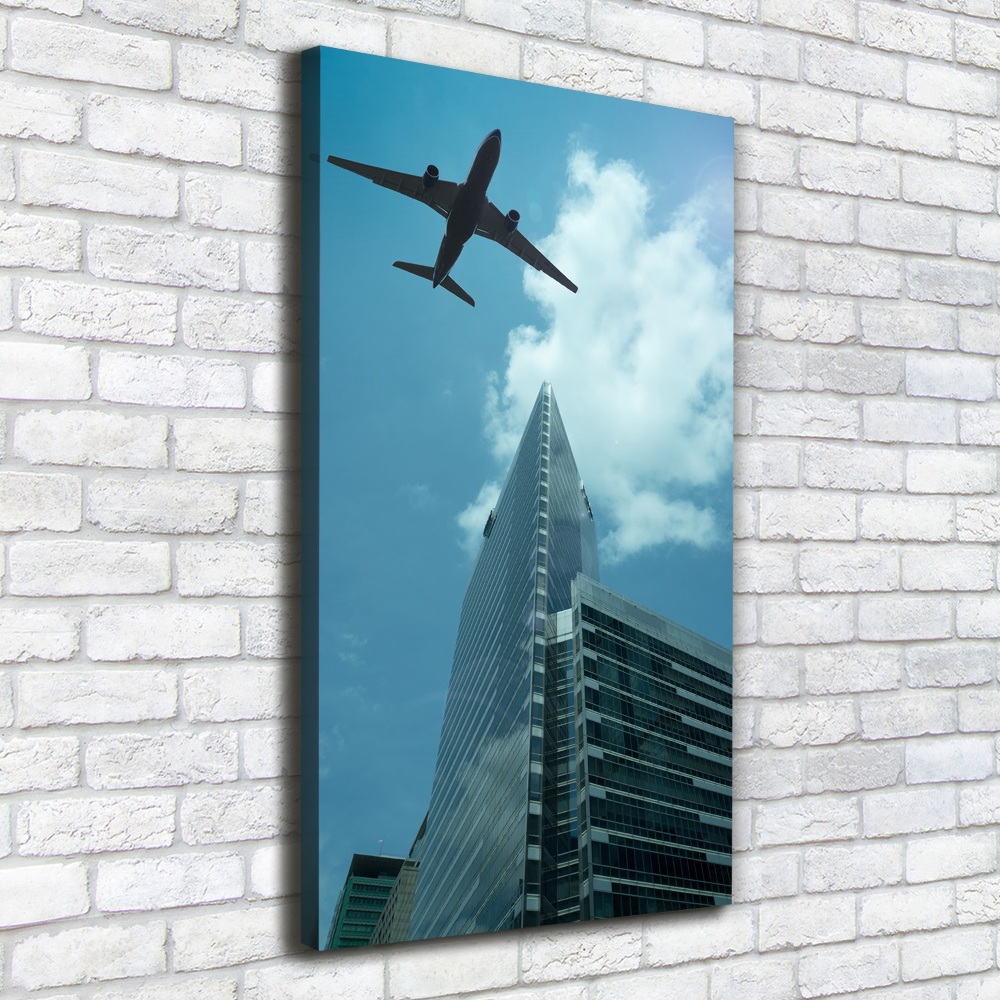 Large canvas wall art Aircraft over the city