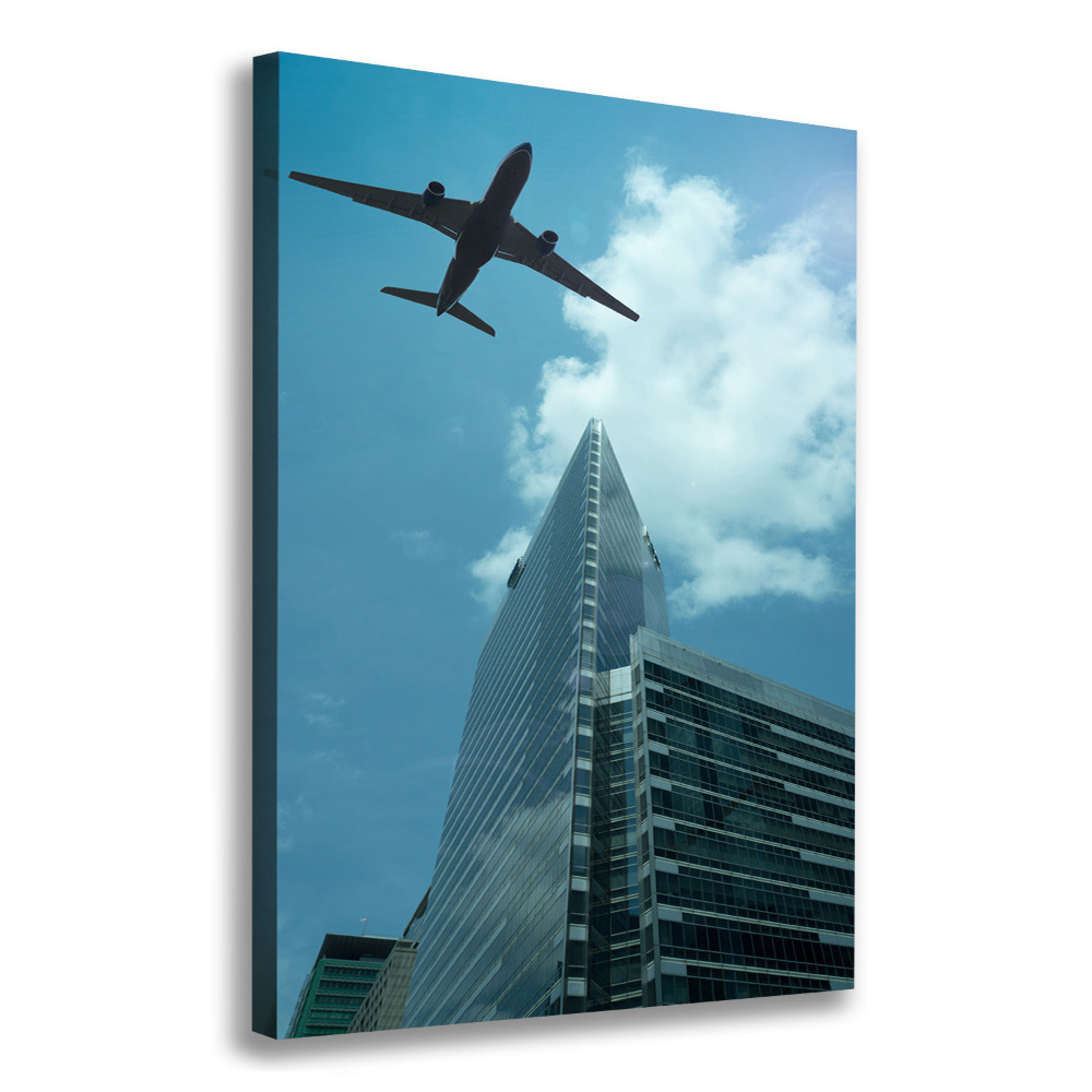 Large canvas wall art Aircraft over the city