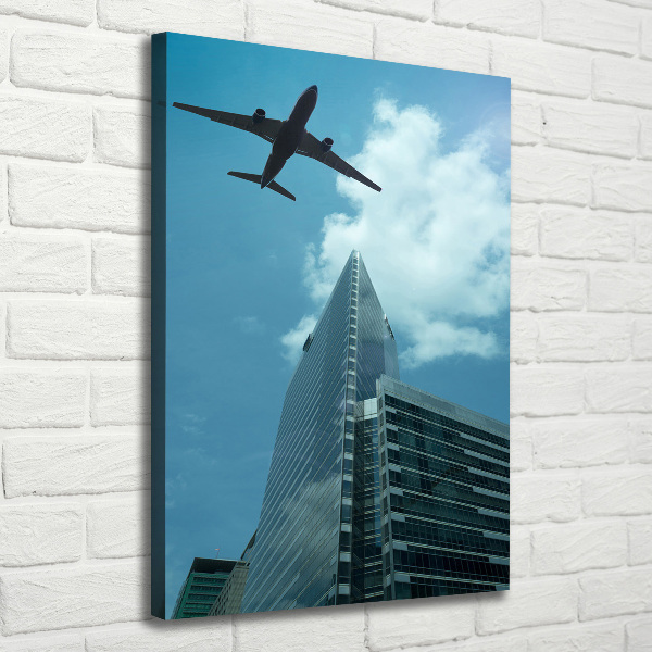 Large canvas wall art Aircraft over the city