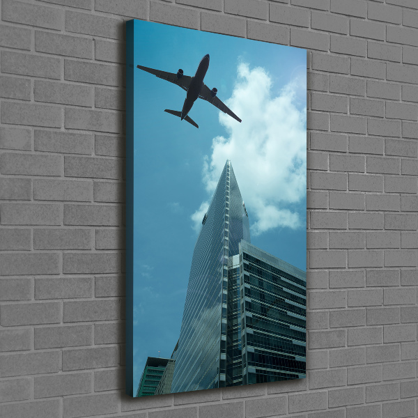 Large canvas wall art Aircraft over the city