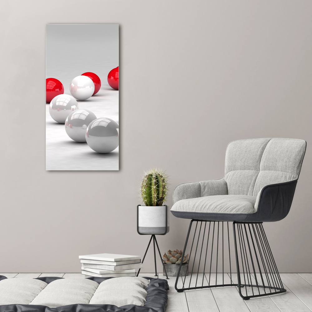 Canvas wall art Red and white balls