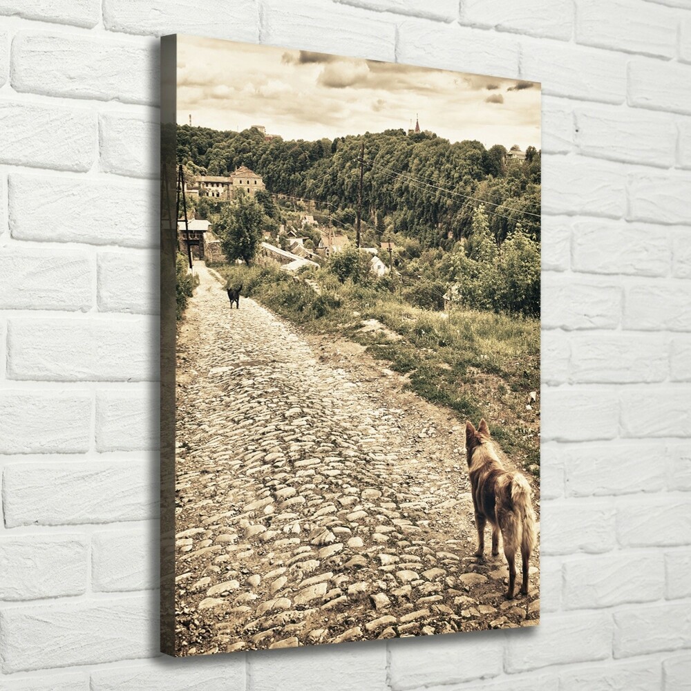 Wall art canvas large Two Dogs of the Hill