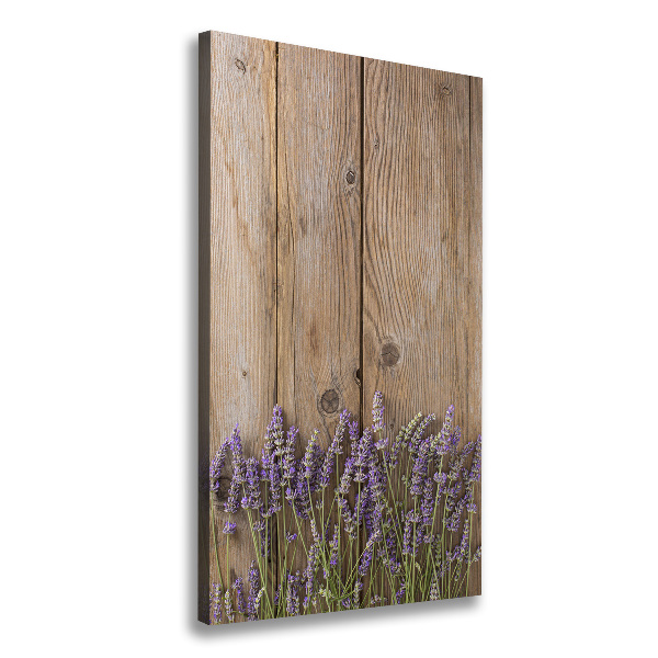 Canvas print Lavender on wood