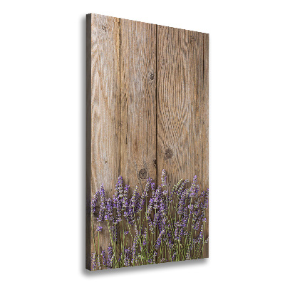 Canvas print Lavender on wood