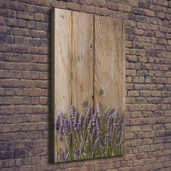 Canvas print Lavender on wood