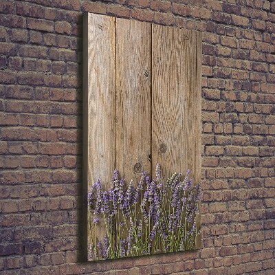 Canvas print Lavender on wood