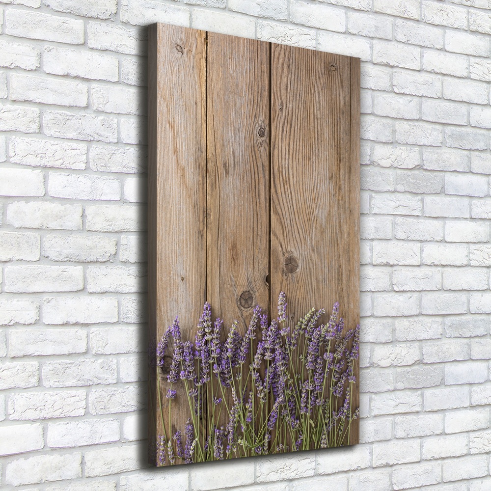 Canvas print Lavender on wood