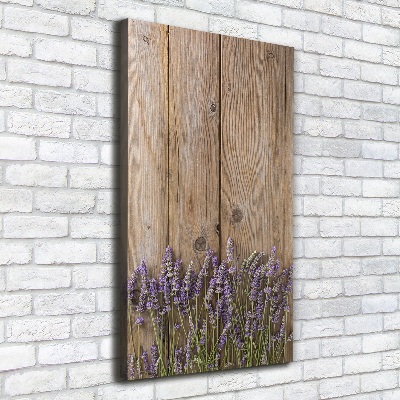 Canvas print Lavender on wood