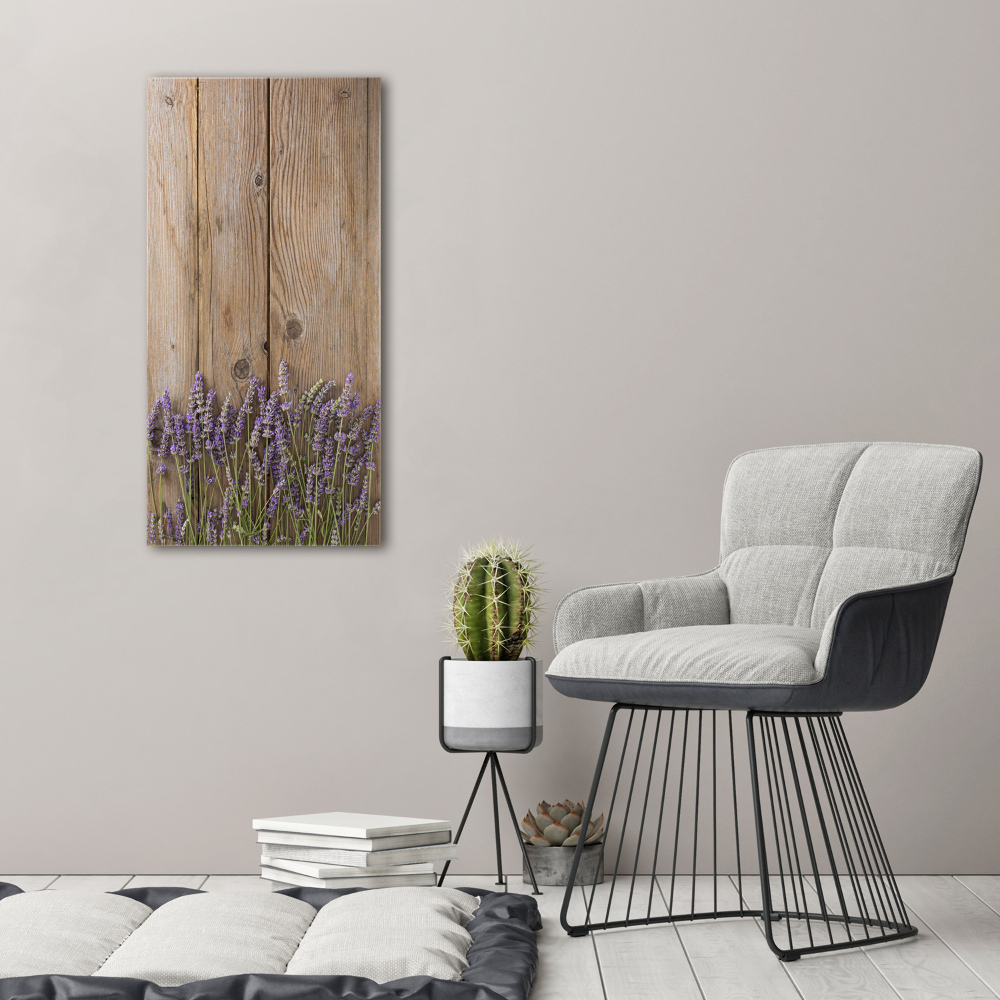 Canvas print Lavender on wood