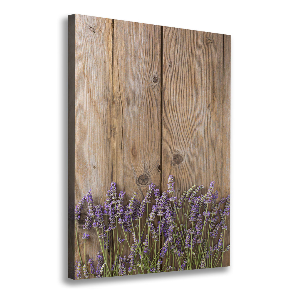 Canvas print Lavender on wood