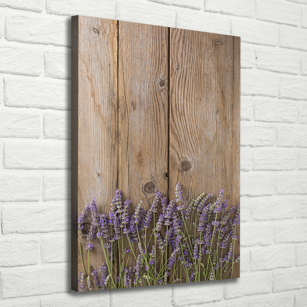 Canvas print Lavender on wood