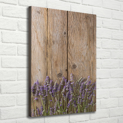 Canvas print Lavender on wood