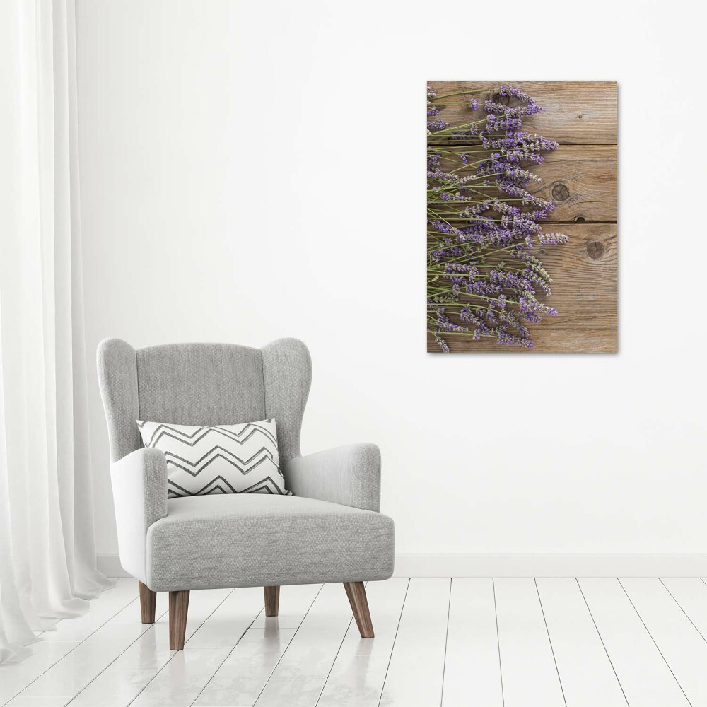 Canvas print Lavender on wood