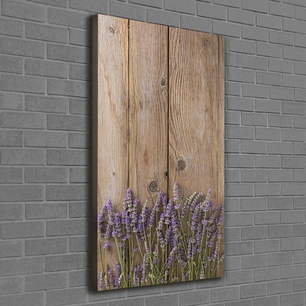 Canvas print Lavender on wood