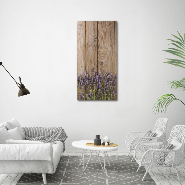 Canvas print Lavender on wood