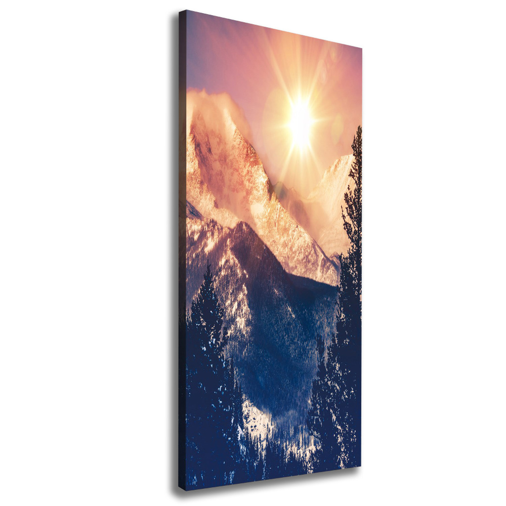 Canvas wall art The sun over the mountains