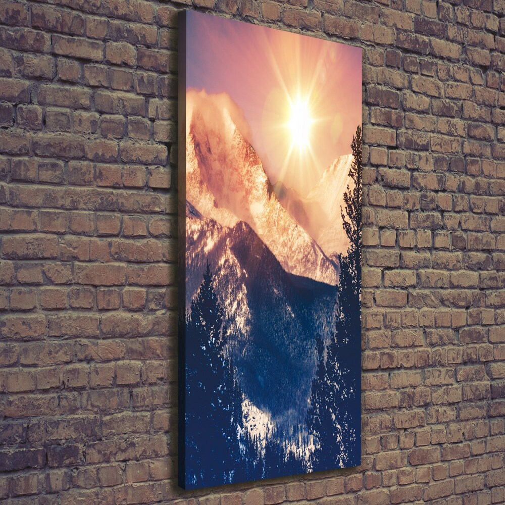 Canvas wall art The sun over the mountains