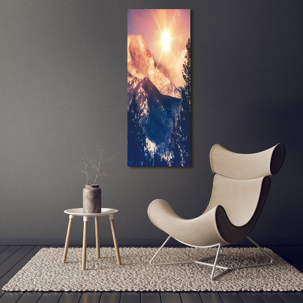 Canvas wall art The sun over the mountains