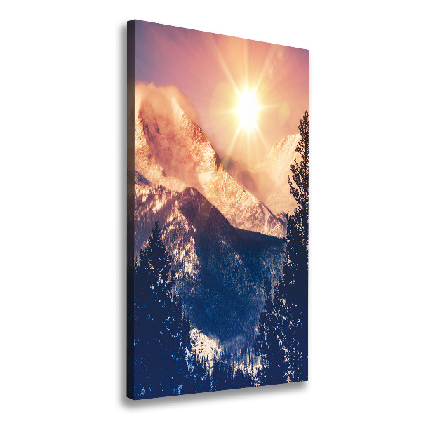 Canvas wall art The sun over the mountains