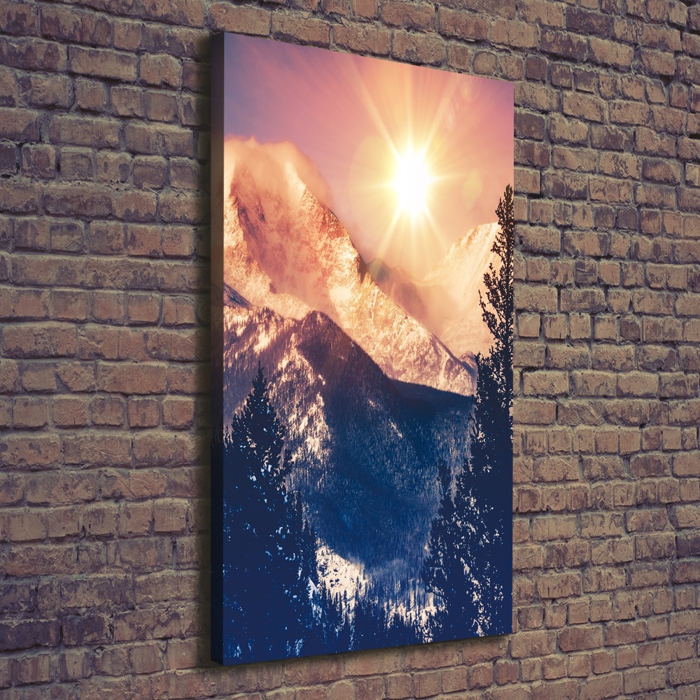 Canvas wall art The sun over the mountains