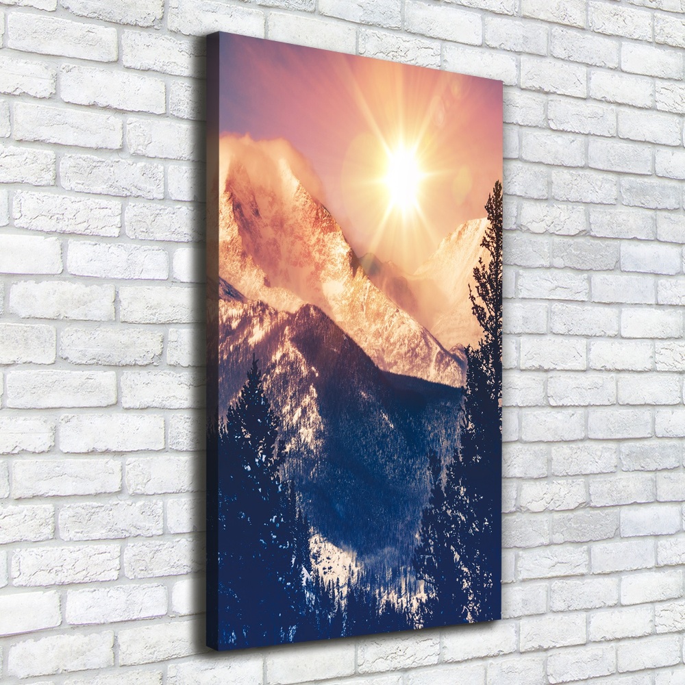 Canvas wall art The sun over the mountains