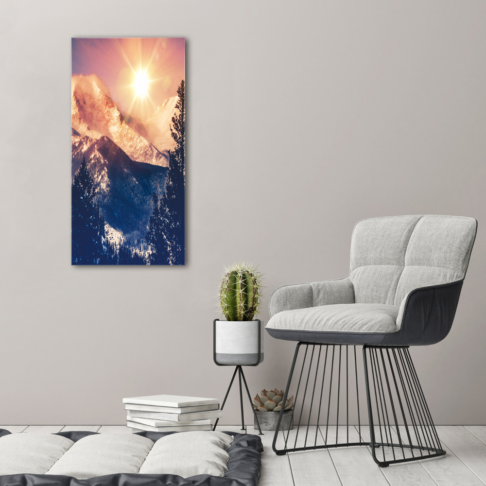 Canvas wall art The sun over the mountains