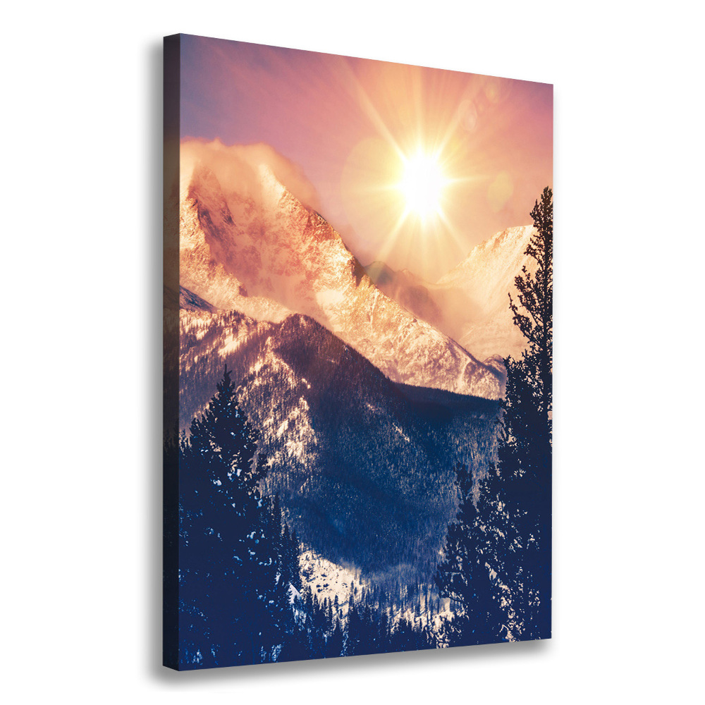 Canvas wall art The sun over the mountains