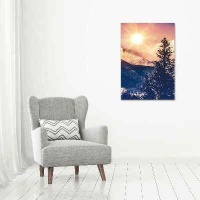 Canvas wall art The sun over the mountains